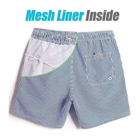 MaaMgic Men's Swim Trunks, Quick Dry Shorts with Mesh Lining Small Stripe - Picture 4 of 6